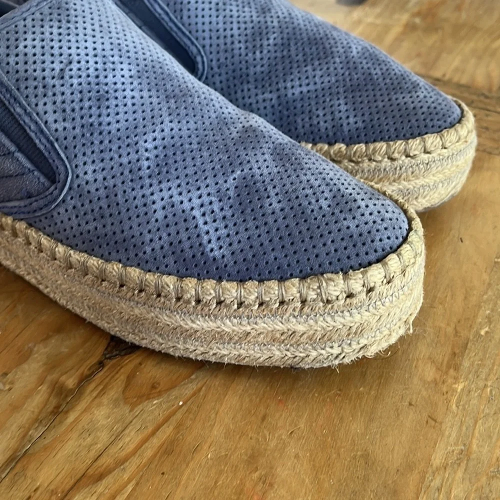 Tretorn Womens Emilia 3 Suede Blue Slip On Espadrille Sneakers Sea Blue 8.5